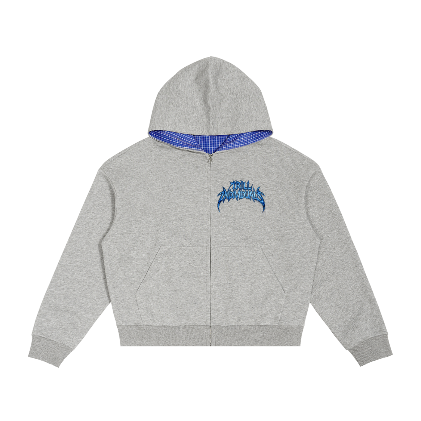 Plaid Boxy Zip Hoodie