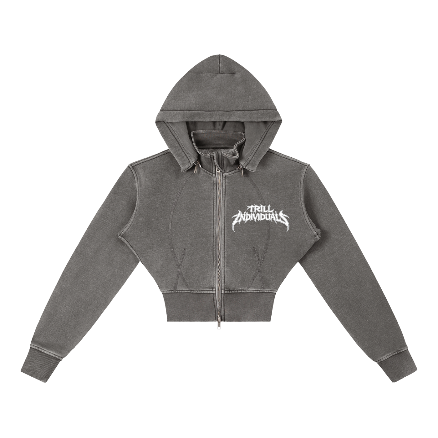 Women removable Cropped Fleece Hoodie