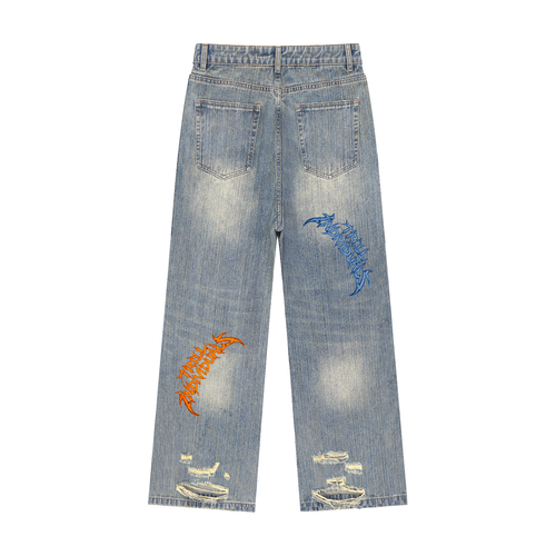 Multi Color logo Distressed Jeans