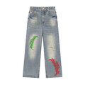 Multi Color logo Distressed Jeans