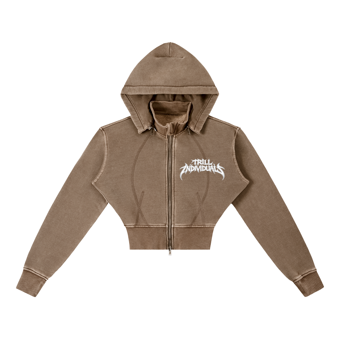 Women removable Cropped Fleece Hoodie